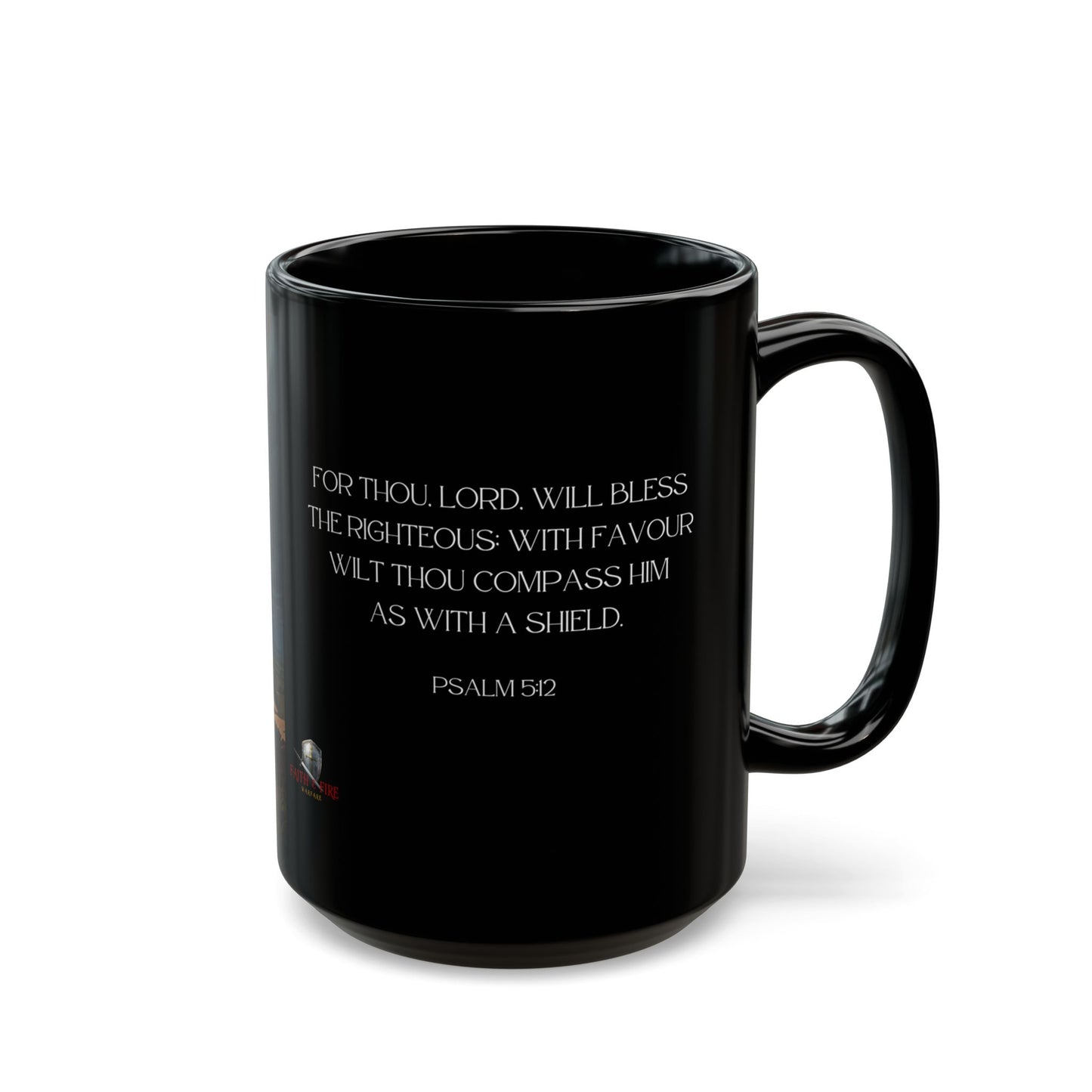 "The Lord Will Bless the Righteous" Psalm 5:12 Black Ceramic Mug