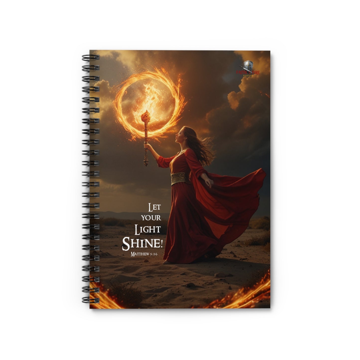 "Let Your Light Shine" Matthew 5:16 Spiritual Warfare Journal Spiral Notebook - Ruled Line