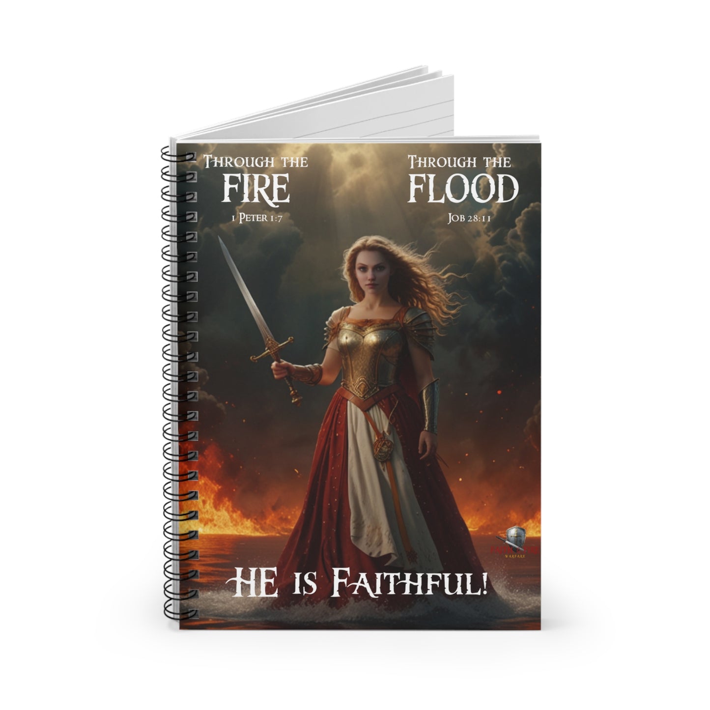 Dynamic Original Design "He is Faithful!" Spiritual Warfare Journal Spiral Notebook - Ruled Line