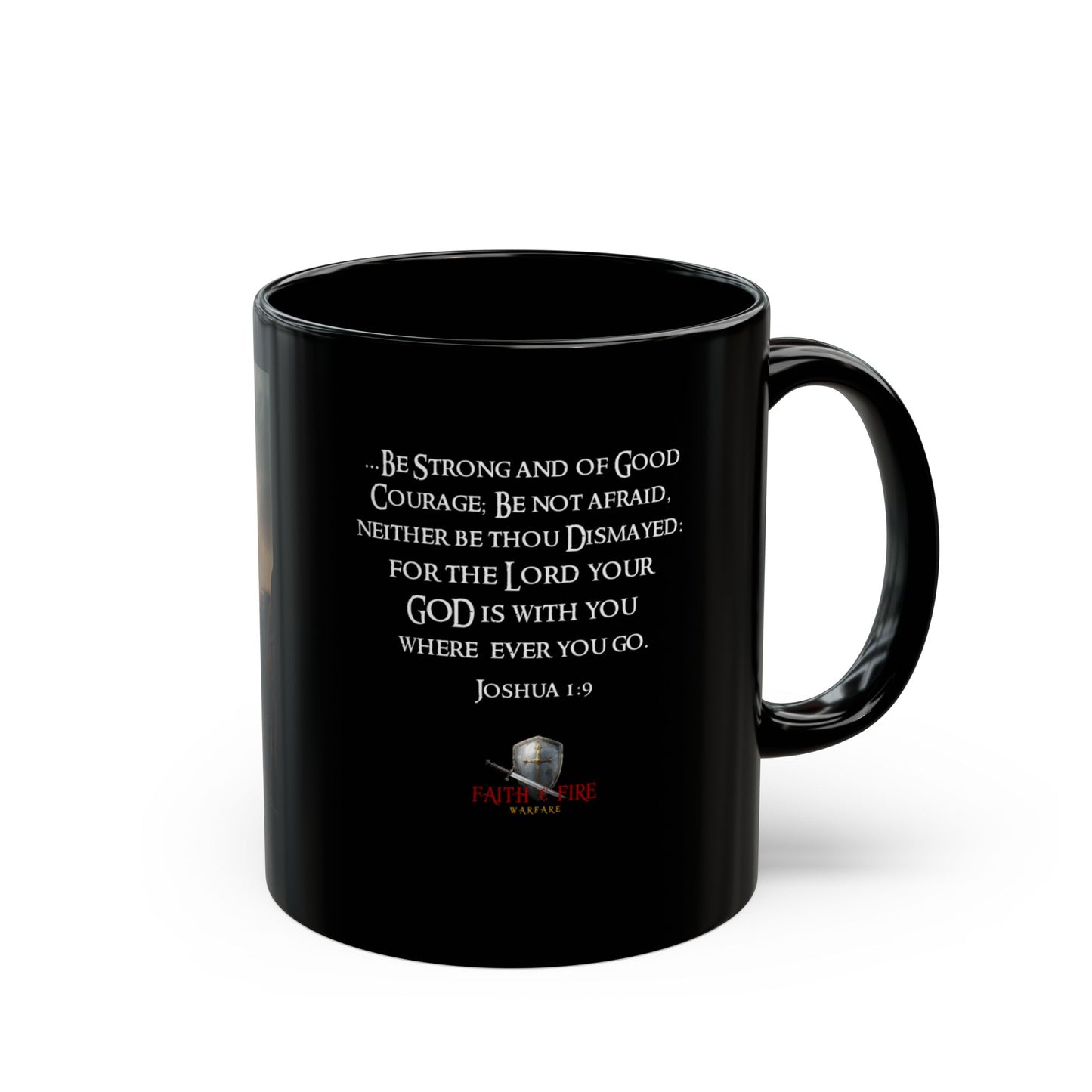 "Be Strong" Joshua 1:9 Scripture Ceramic Black Mug