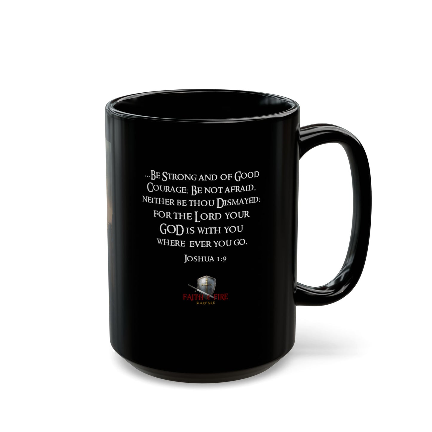 "Be Strong" Joshua 1:9 Scripture Ceramic Black Mug