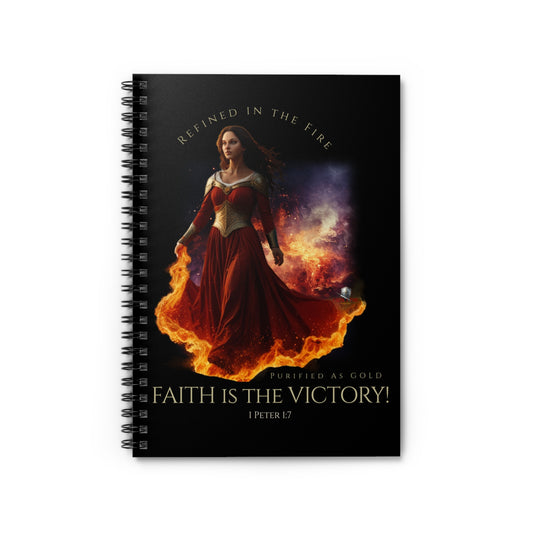 "Faith is the Victory" 1 Peter 1:7 Warrior Women Spiral Notebook - Ruled Line