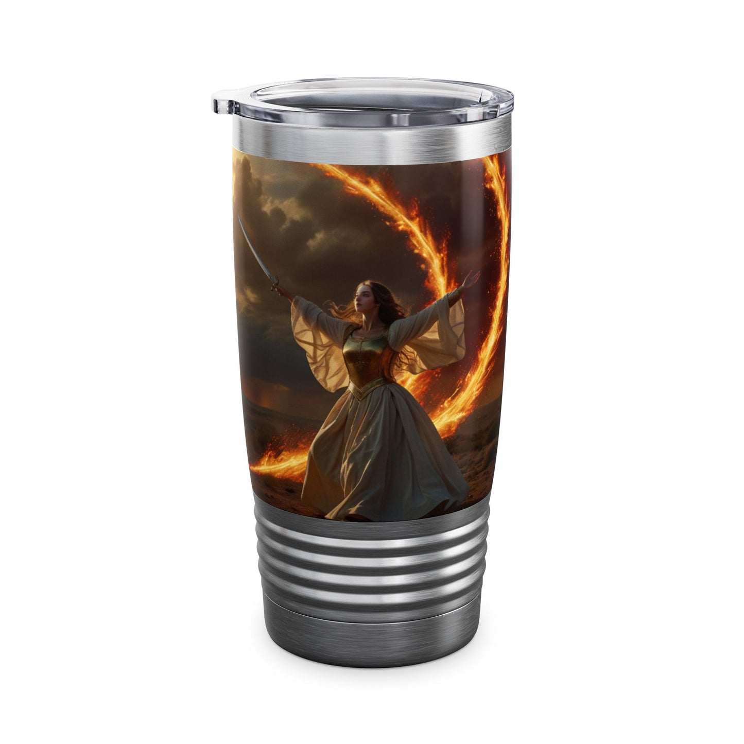 "High Praises of God" Psalm 149 Faith & Fire Warfare Ringneck Tumbler, 20oz