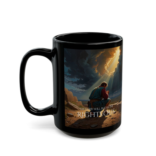 "The Lord Will Bless the Righteous" Psalm 5:12 Black Ceramic Mug