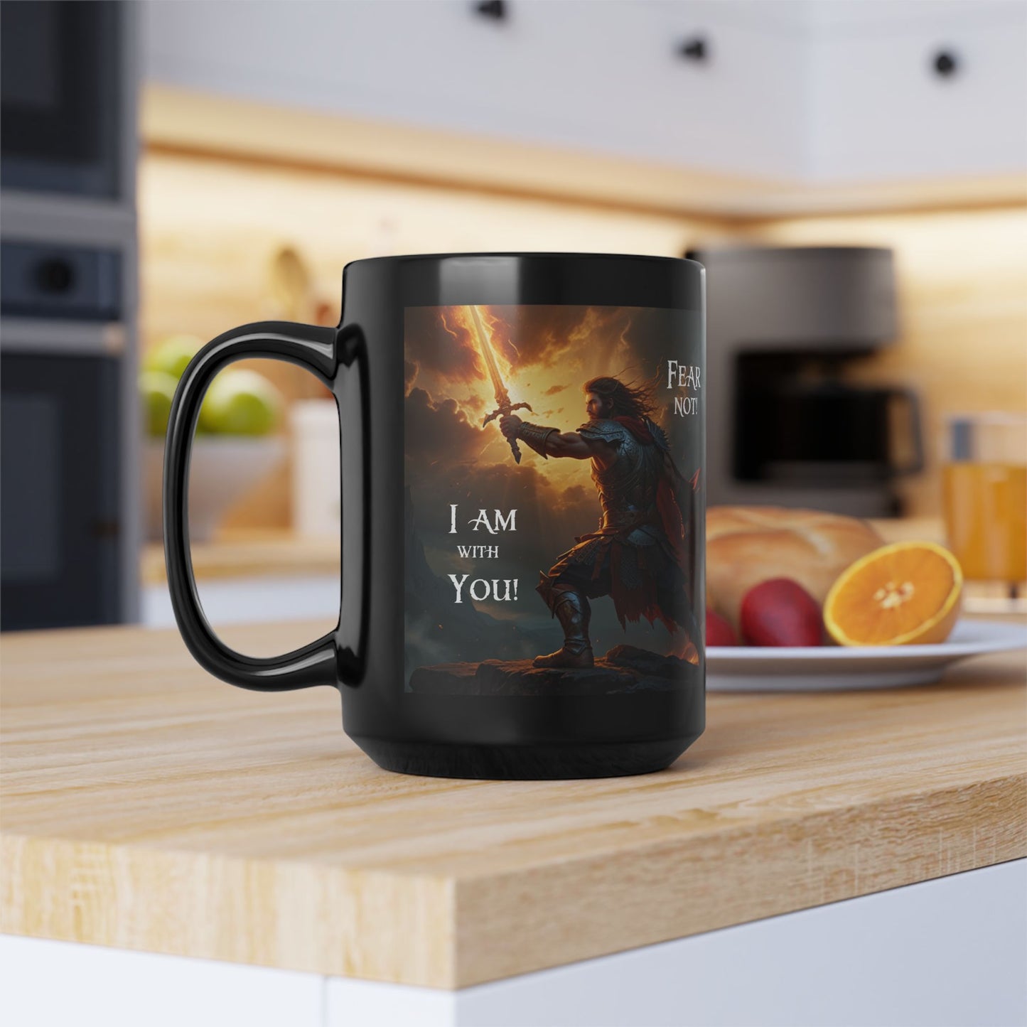 "Fear Not I Am With You" Isaiah 41:10 Scripture Ceramic Black Mug