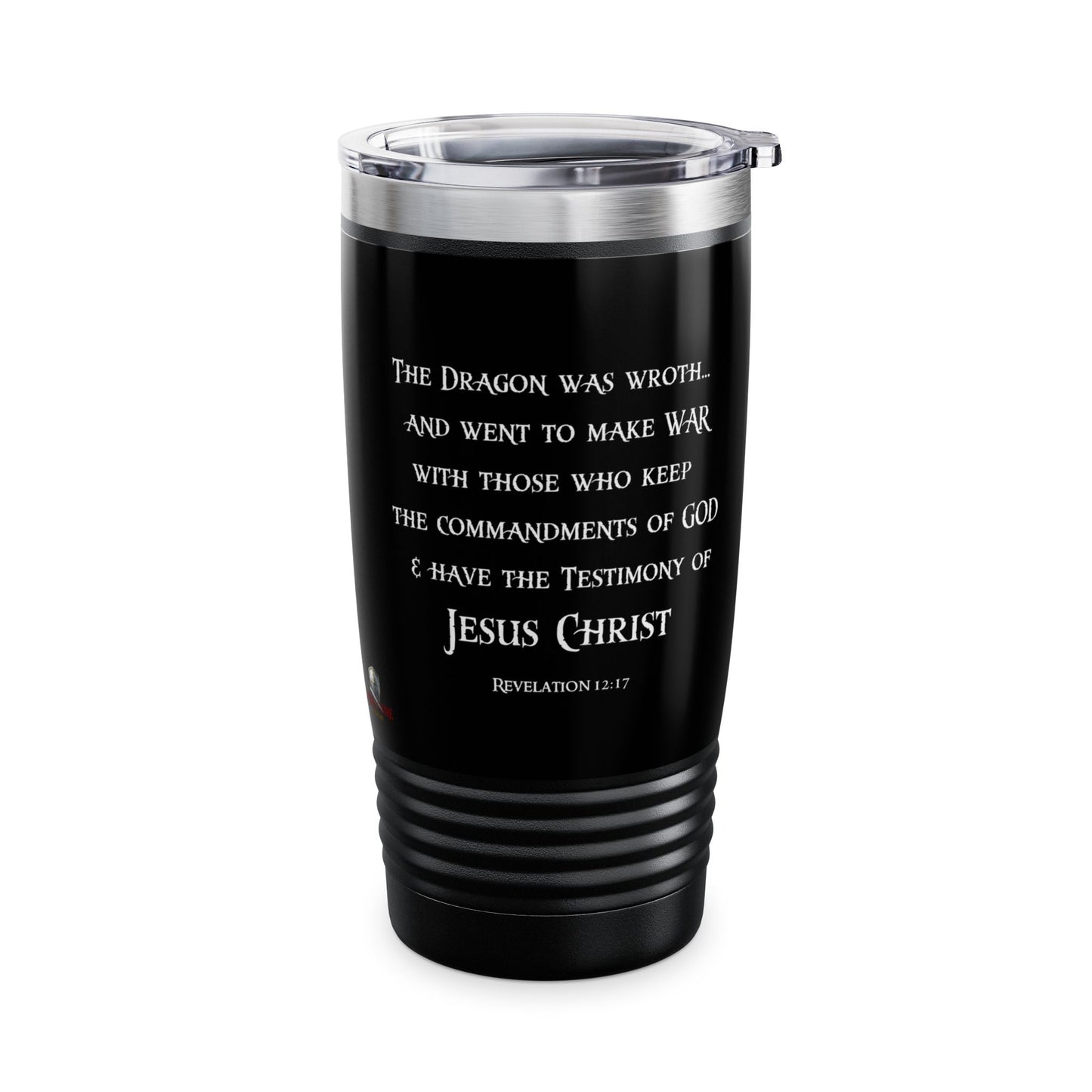 "Become a Dragon Slayer" Revelation 12:17 Ringneck Tumbler, 20oz