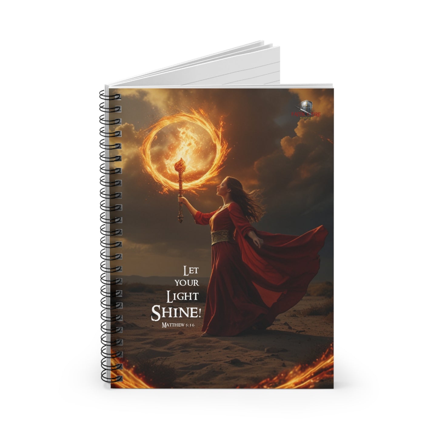 "Let Your Light Shine" Matthew 5:16 Spiritual Warfare Journal Spiral Notebook - Ruled Line