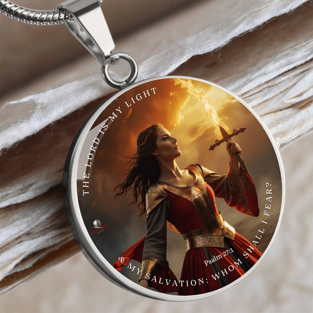 "The Lord is My Light" Psalm 27:1 Warrior Woman Pendant