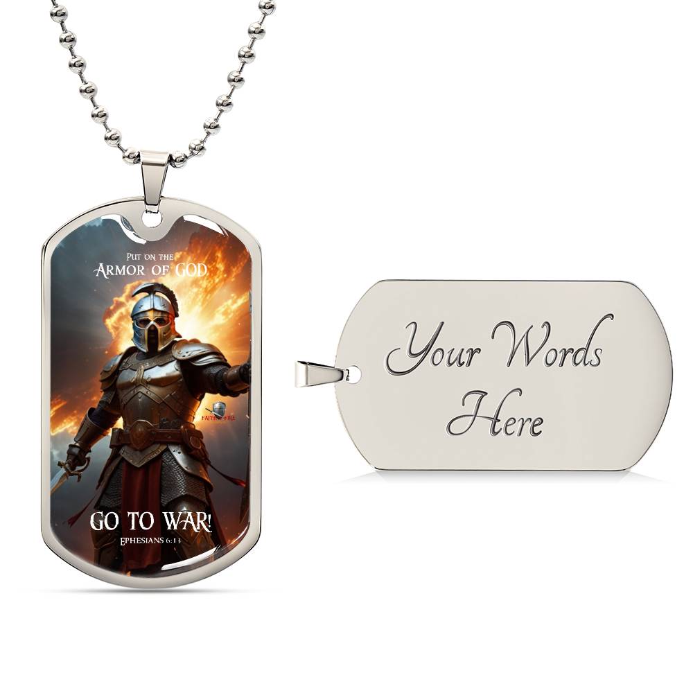 "Armor of God" Ephesians 6:13 Spiritual Warfare Dog Tag Necklace