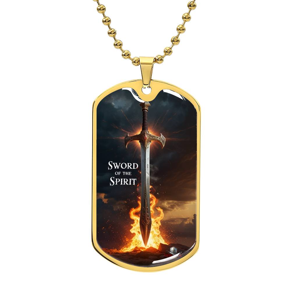 "Sword of the Spirit" Ephesians 6:17 Spiritual Warfare Dog Tag Necklace