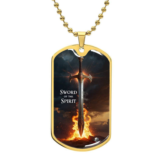 "Sword of the Spirit" Ephesians 6:17 Spiritual Warfare Dog Tag Necklace