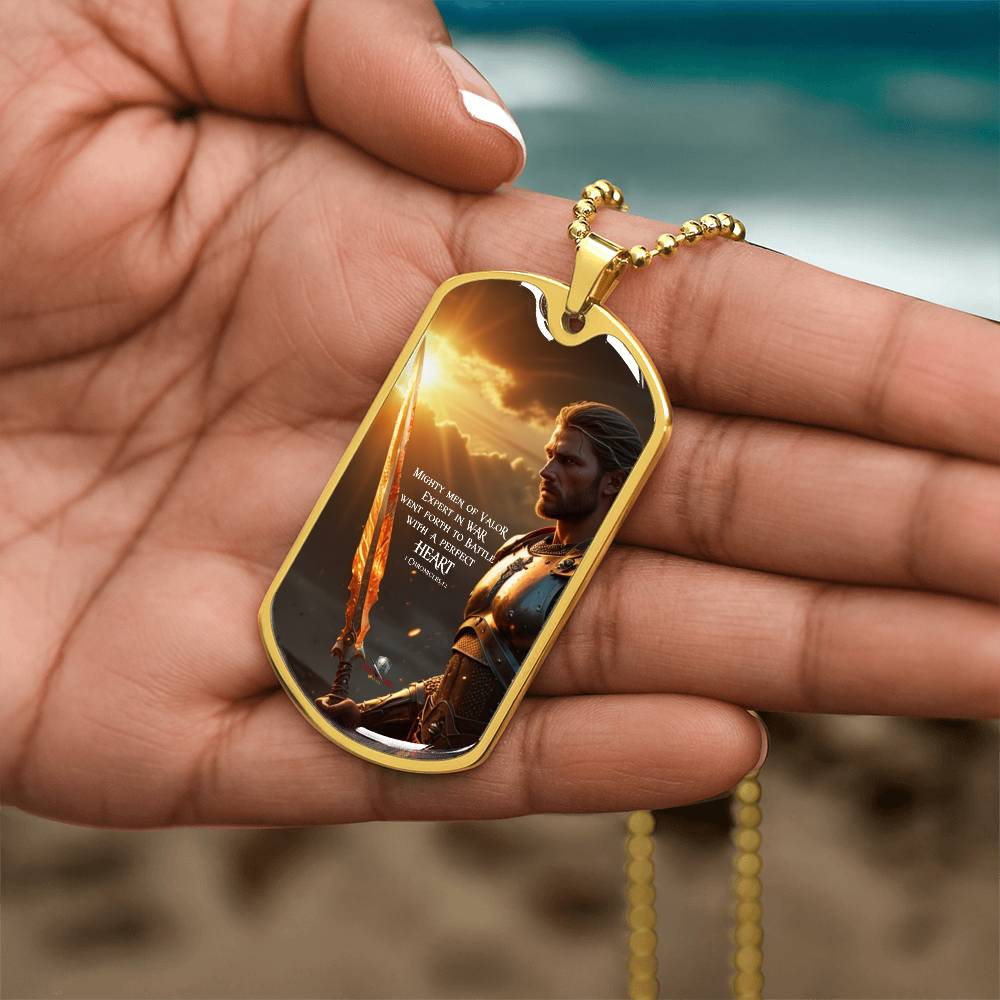 "Mighty Men of Valor" 1 Chronicles 12 Spiritual Warfare Dog Tag Necklace