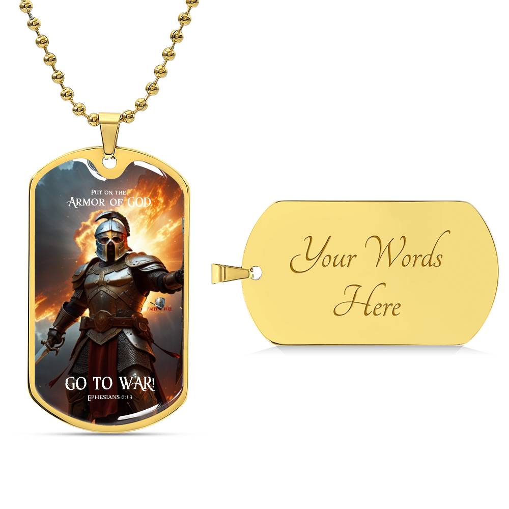 "Armor of God" Ephesians 6:13 Spiritual Warfare Dog Tag Necklace