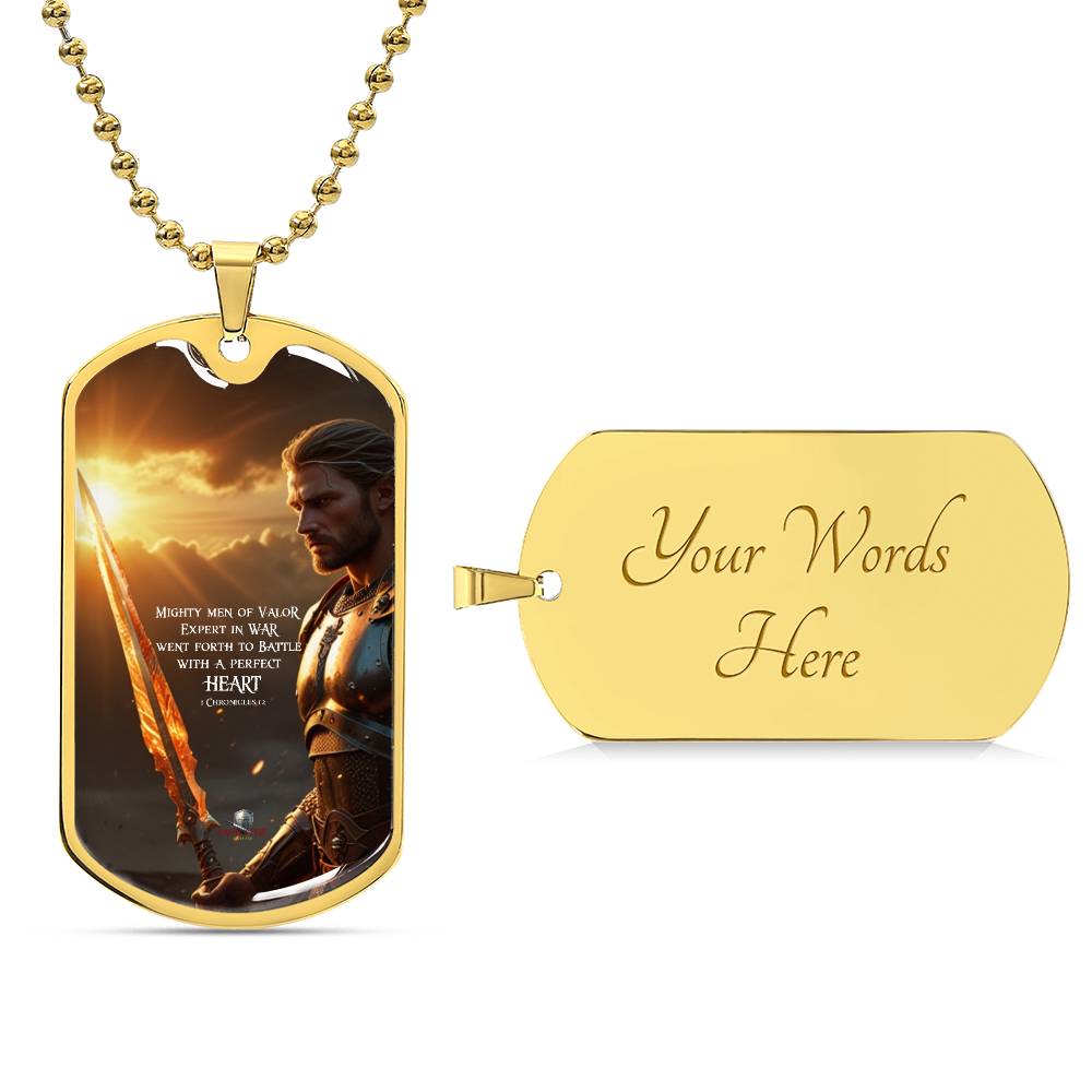 "Mighty Men of Valor" 1 Chronicles 12 Spiritual Warfare Dog Tag Necklace