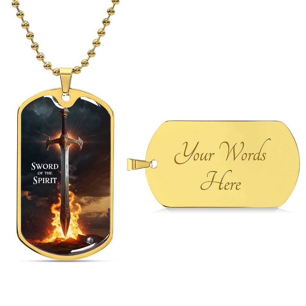 "Sword of the Spirit" Ephesians 6:17 Spiritual Warfare Dog Tag Necklace