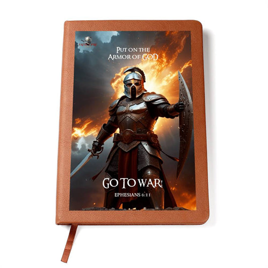 Striking Original Design "Armor of GOD/ GO To War!" Ephesians 6:11 Leather  Cover Spiritual Warfare Journal